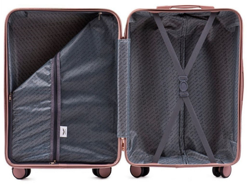 Валіза пластикова WINGS WN01 велика золотисто-рожева Київ - фото 6