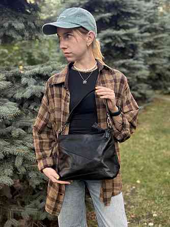 Невелика жіноча сумка з двома ремінцями з натуральної шкіри Vintage 23014 Чорний Київ