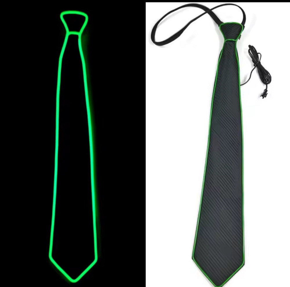 Краватка світодіодна для чоловіків та жінок для вечірки 45 см зелений краватка чорний Київ - фото 2