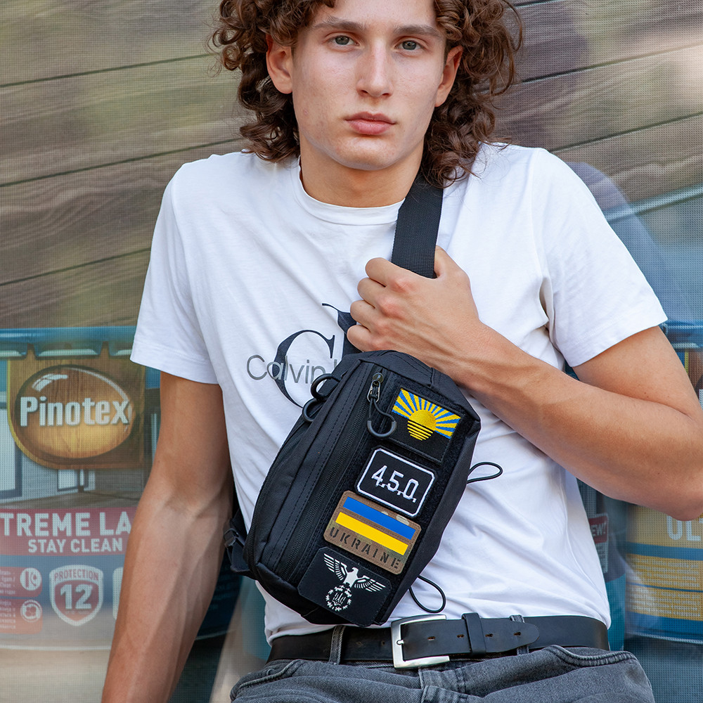 Чорна бананка без бренду, Чоловіча поясна бананка чорна, Сумка-бананка для речей Якісна сумка IE-43 Львів - фото 6