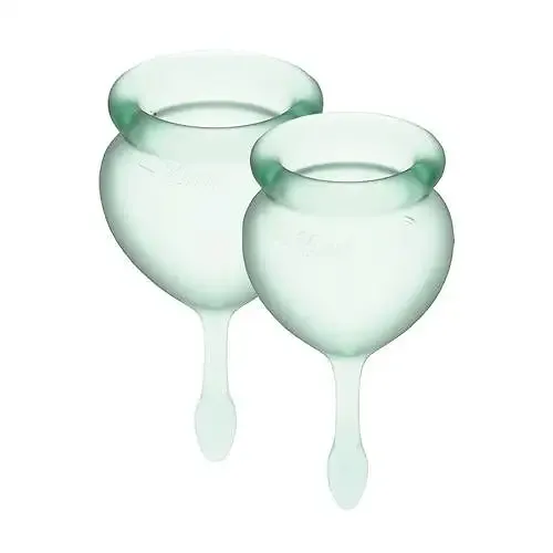 Набір менструальних чаш Satisfyer Feel Good (light green), 15мл і 20мл, мішечок для зберігання Львов