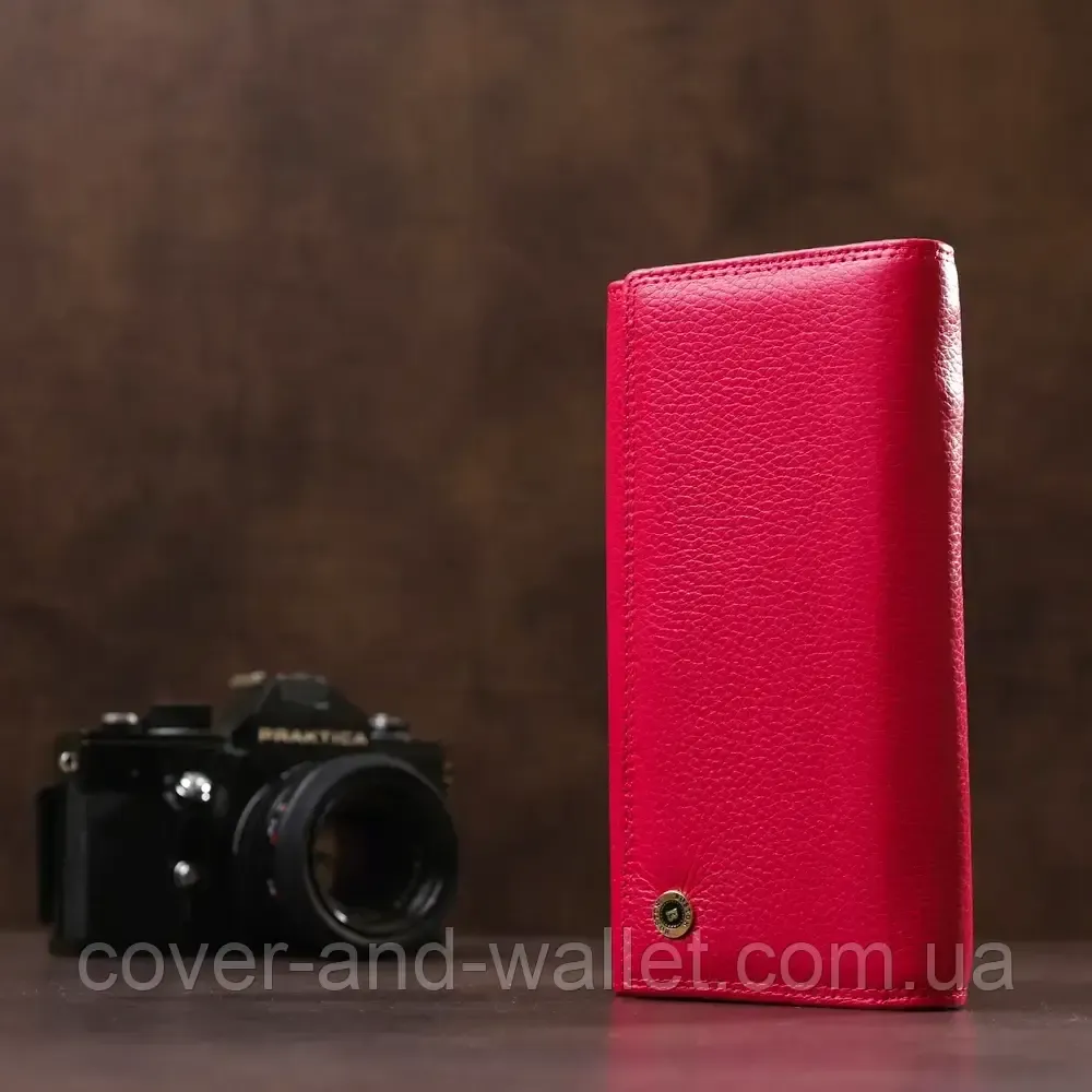 Малиновый женский кошелек на магнитах из натуральной кожи Boston Киев - изображение 7