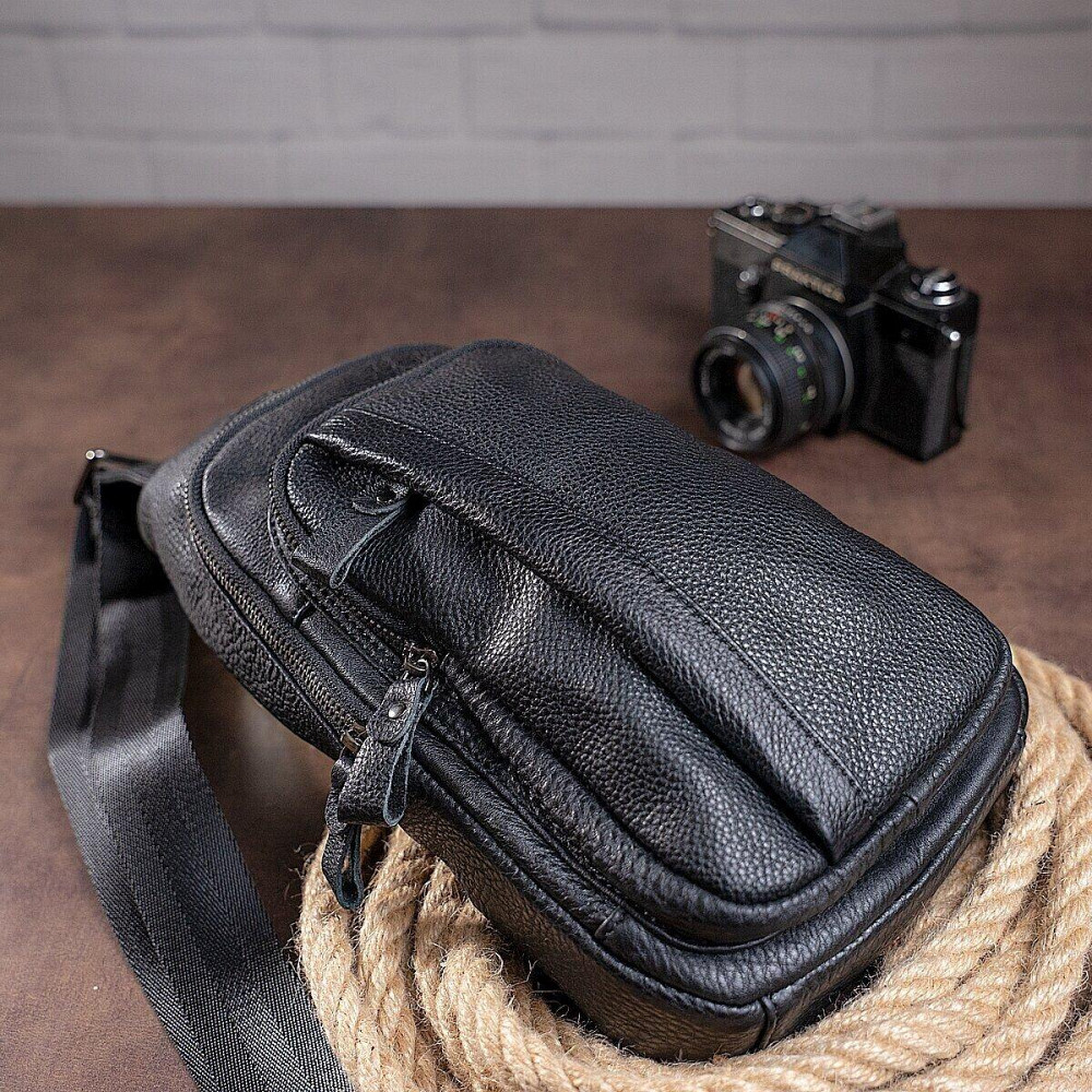 Сумка мужская из кожи через плечо Vintage 14784 Черная Киев - изображение 4