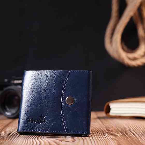 Удобное портмоне из натуральной кожи Синий (SHVIGEL) Киев