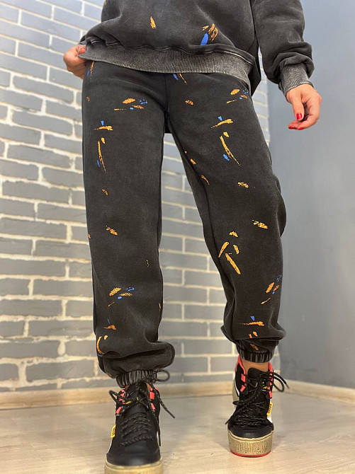 Костюм женский Joy One 24182 оверсайз свитшот с джоггерами вареный утепленный, черный, one size Киев - изображение 16