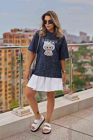 Модна футболка тай-дай Labubu "Kitty" (Туреччина) | Батал Київ