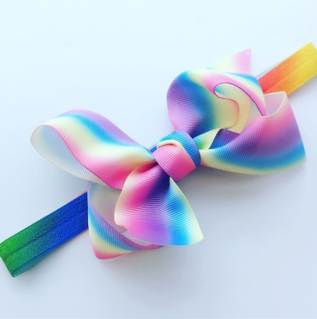 Дитяча різнобарвна пов'язка на голову - окружність 34-50см, розмір банта 11см Київ - фото 2