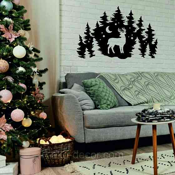 Декоративное настенное Панно «Новый год», Декор на стену 70*45 см, Чёрный Киев