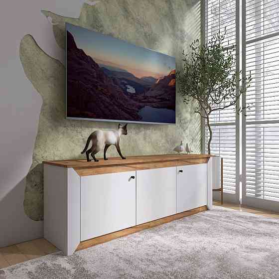 Тумба под телевизор Эверест Нордик ТВ-1500 Белый + Дуб крафт золотой (DTM-5541) Львов