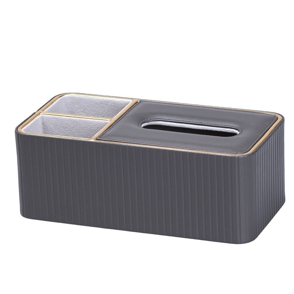 Салфетница на стол из эко-кожи с двумя отделениями 27 х 13.5 х 10 см Серый HPDY9291G Киев - изображение 1