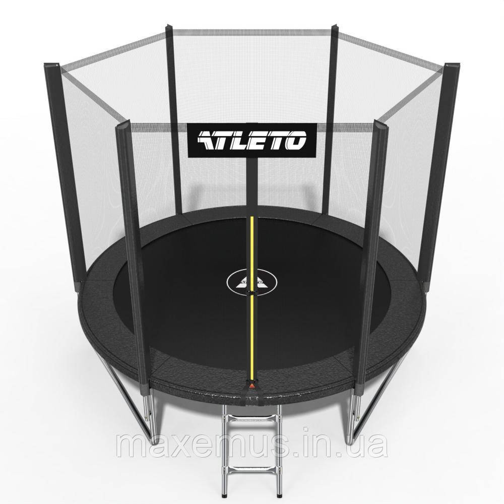 Батут Atleto 252 см (8 ft) черный с защитной сеткой и лестницей детский садовый батут Premium Мостиська - фото 7