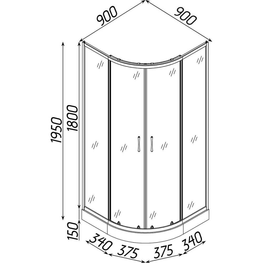 Душова кабіна напівкругла GARDNO L90MS BRAVO (2уп.) Київ - фото 2