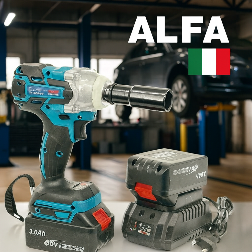 Акумуляторний безщітковий гайковерт AL‑FA компактний, ударний, без щіток, для шиномонтажу та ремонту авто  в кейсі Львів - фото 1