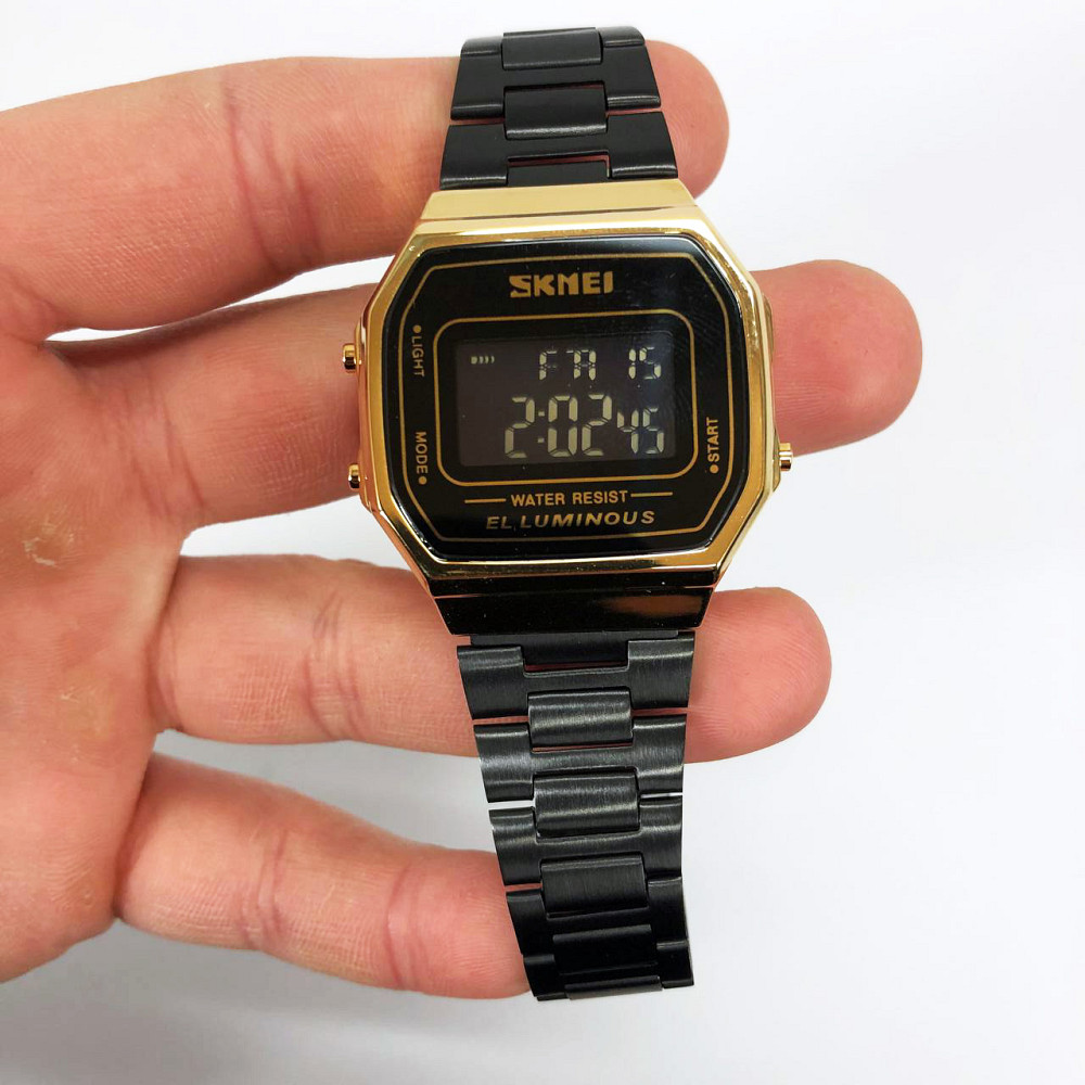 Простий електронний наручний годинник чоловічий SKMEI 1647GDBK, Наручні годинники в ретро стилі LR-34 Львів - фото 13