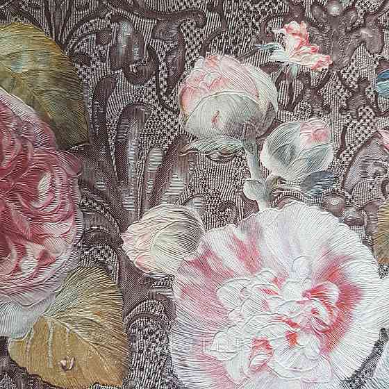 Шпалери метрові вінілові на флізелін Yuanlong Samsara квіти троянди, півонії бордовий, червоний, синій на Київ