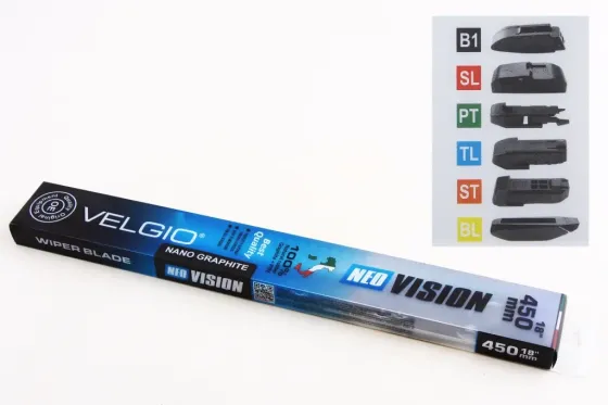 Щетка стеклоочистителя бескаркасная 45 см (18) Velgio Neo Vision (6 адаптеров) Винница