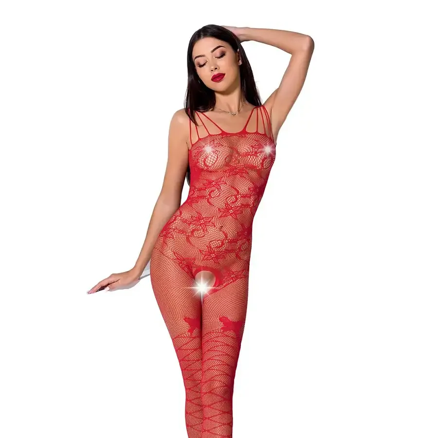 Ажурний бодістокінг з інтимними вирізами Passion BS076 red Львів - фото 1