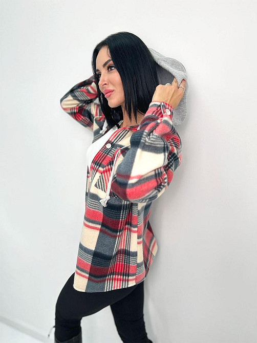 Женская теплая рубашка Delta батал 50-52, Красный Киев - изображение 2