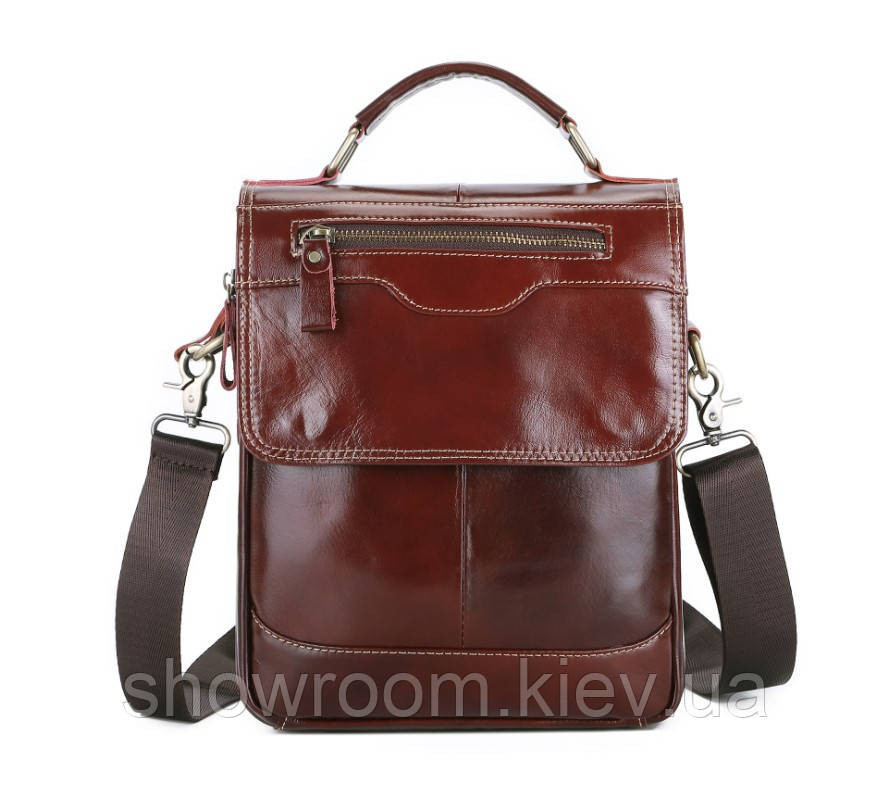 Чоловіча шкіряна сумка Leather Collection (8871) темно коричнева Київ - фото 3