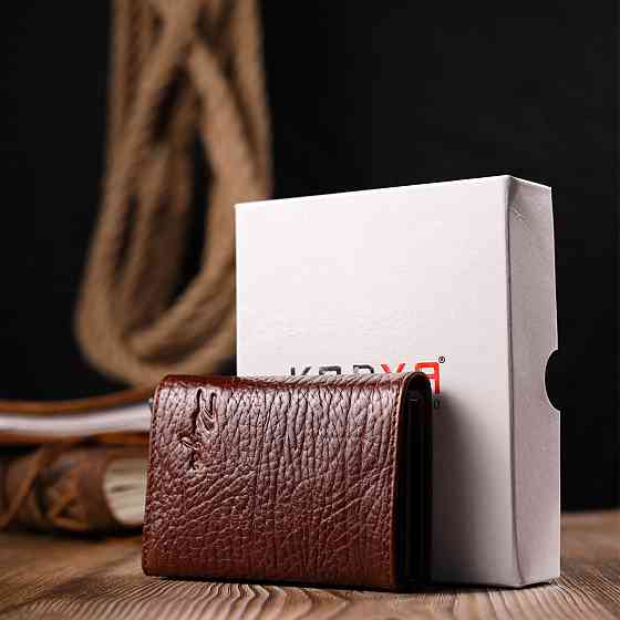 Візитниця з натуральної крупнозернистої шкіри KARYA 20979 Коричневий Київ