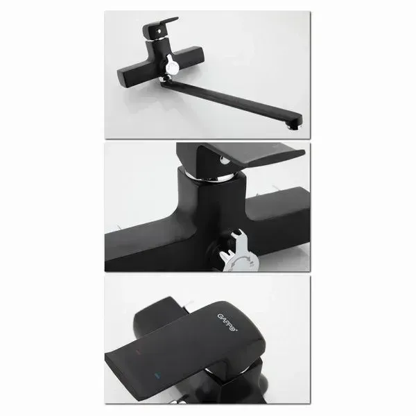 Смеситель для ванны с душевым гарнитуром GAPPO Aventador G2250 черный Киев - изображение 5