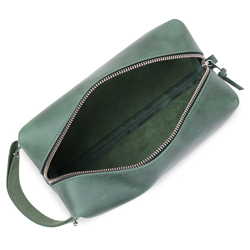 Шкіряна косметичка унісекс GRANDE PELLE 11573 Зелений Київ - фото 4