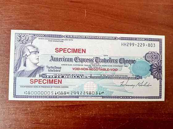 Чек Америкен экспресс 50 $ НН 299.229.803 Полтава