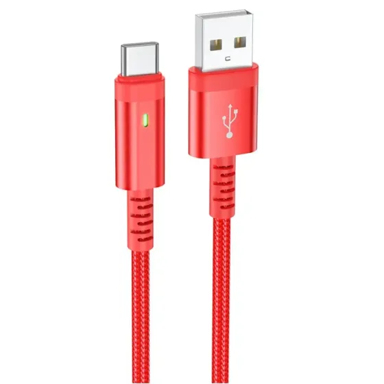 Кабель USB - Type-C 1.2 м, 3 А, з LED індикатором, розумне вимкнення, нейлонове обплетення, Borofone Київ