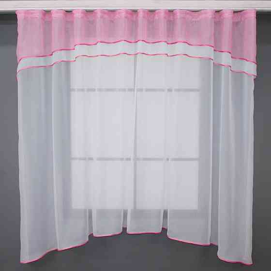 Кухонная гардина VR-Textil № 036к арка розовый с белым 280х170 см (50-363) Киев