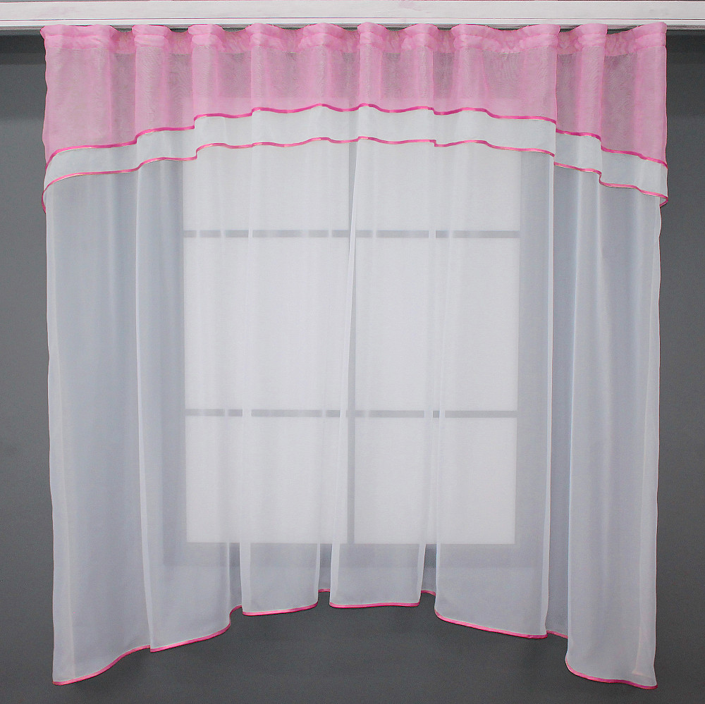 Кухонная гардина VR-Textil № 036к арка розовый с белым 280х170 см (50-363) Киев - изображение 1
