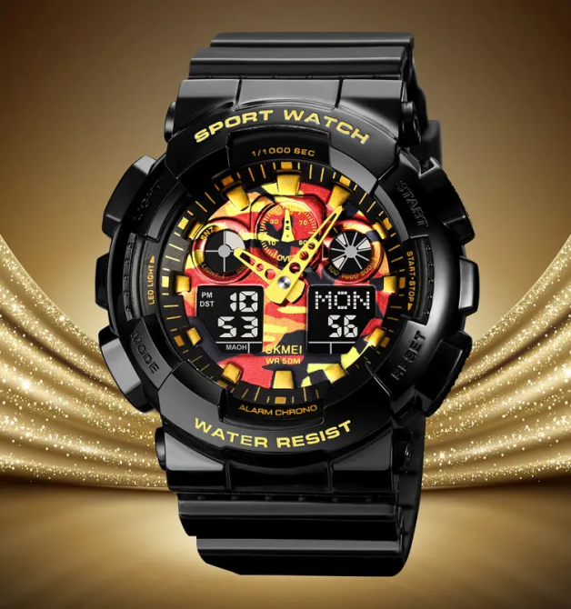 Годинник чоловічий наручний Skmei 1832 (Чорний з золотом та червоним) Київ - фото 3