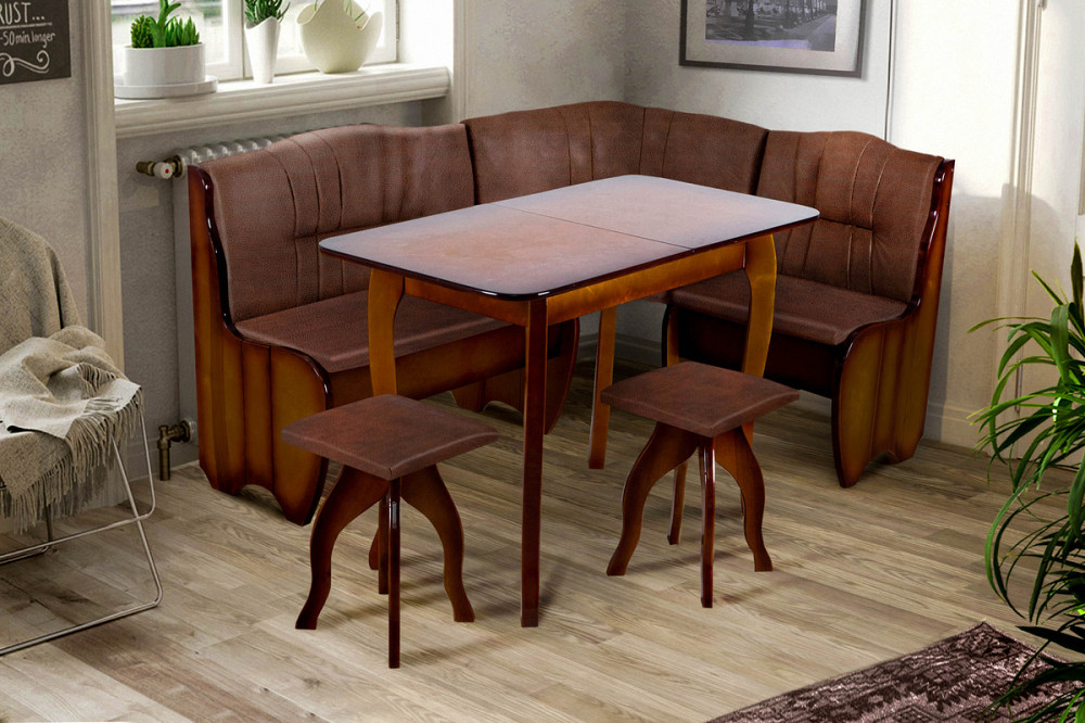 Комплект Канзас (куток+стіл+2 таб) горіх Дніпро - фото 1