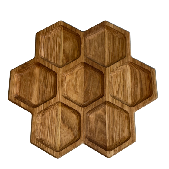 Деревянная тарелка менажниця из натурального дерева, закусочная тарелка диаметр 30 см Каменец-Подольский