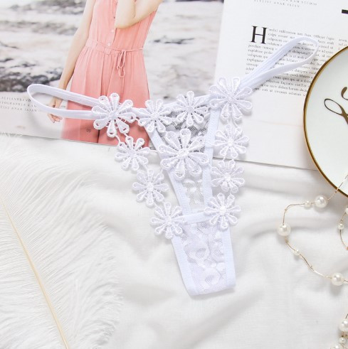 Еротичні стрінги білі "Ромашки" - розмір універсальний (на резинці), в талії до 90см Київ - фото 5