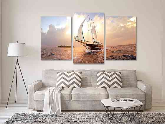 Модульная картина в гостиную / спальню  Човен білі вітрила Art-643_3 100x150 см Киев