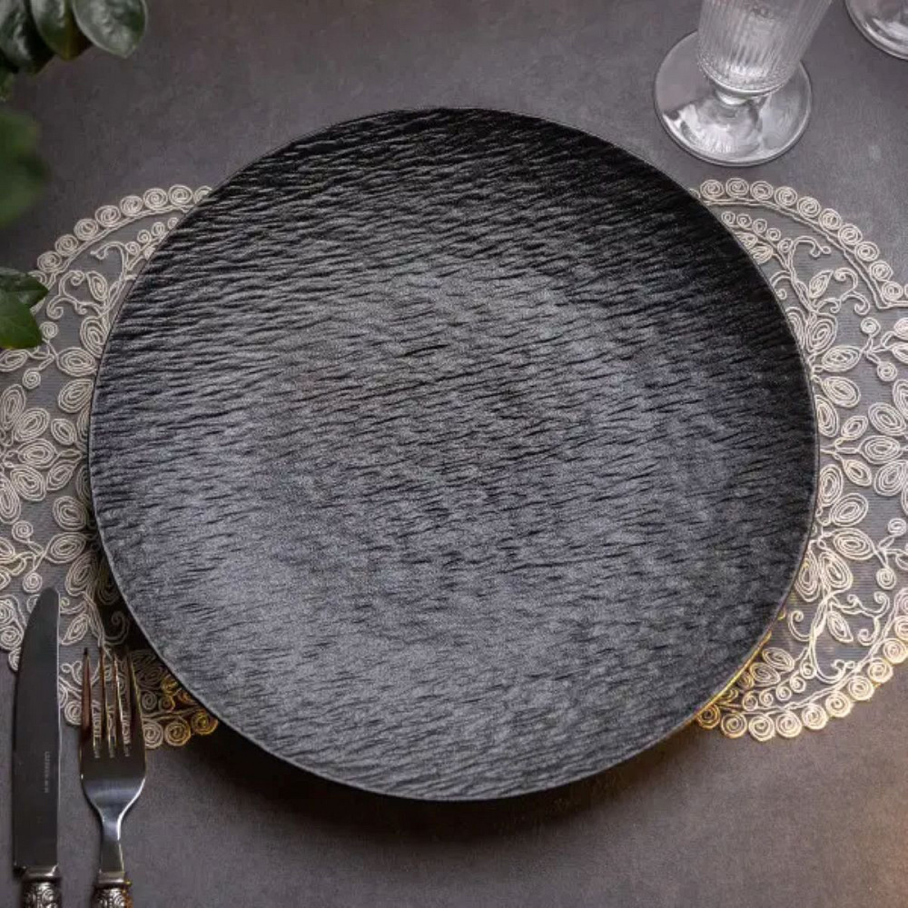 Yiwu Тарілка сервірувальна порцелянова 30 см чорна HP-7-726 Киев - изображение 4