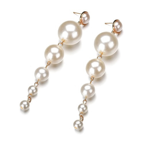 Серьги женские с жемчугом - длина 10см, сплав Киев - изображение 3