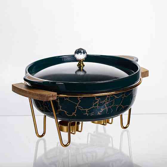 Мармит фарфоровый настольный круглый 1.3 (л) с подогревом Зеленый мрамор LC-714 Киев