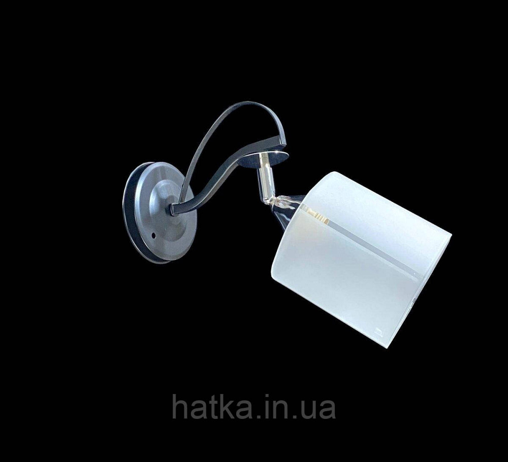 Бра настінне класичне на 1 плафон метал та скло VALESO B-2438D/1 Чорний+Хром Київ - фото 1