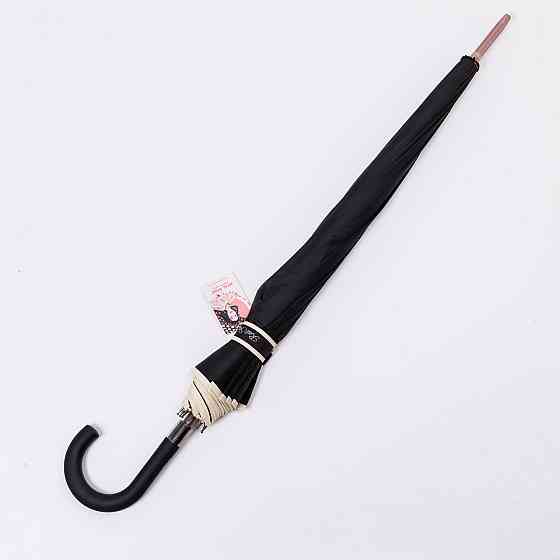 Класична парасолька-тростина з чохлом напівавтомат з поліестеру міцна надійна 12спиць діаметр 120 см Чорний HP-23-16B Київ