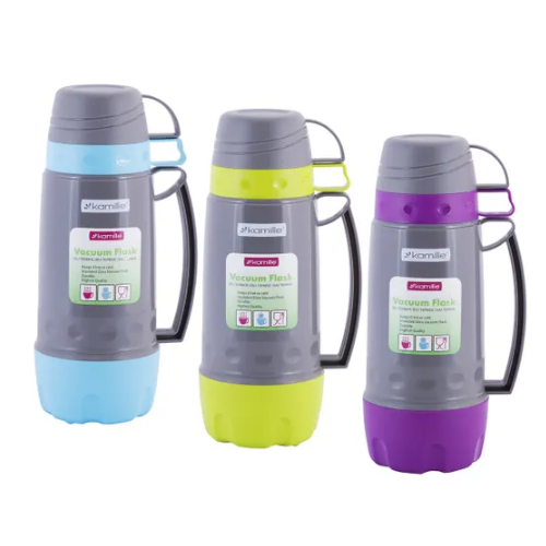 Термос 1л зі скляною колбою і 3 пластиковими чашками KAMILLЕ 2080 Житомир - фото 1