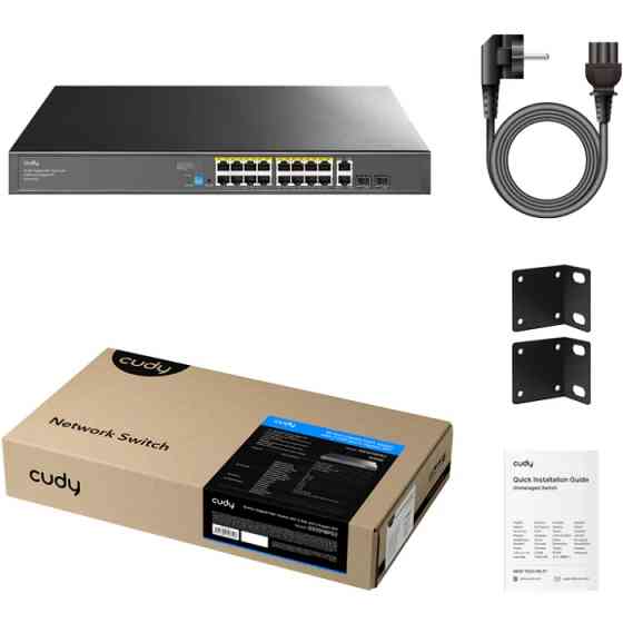 Комутатор Cudy GS1018PS2, 16-Port Gigabit PoE+ Switch with 2 Uplink Gigabit Ports and 2 Gigabit SFP Вінниця