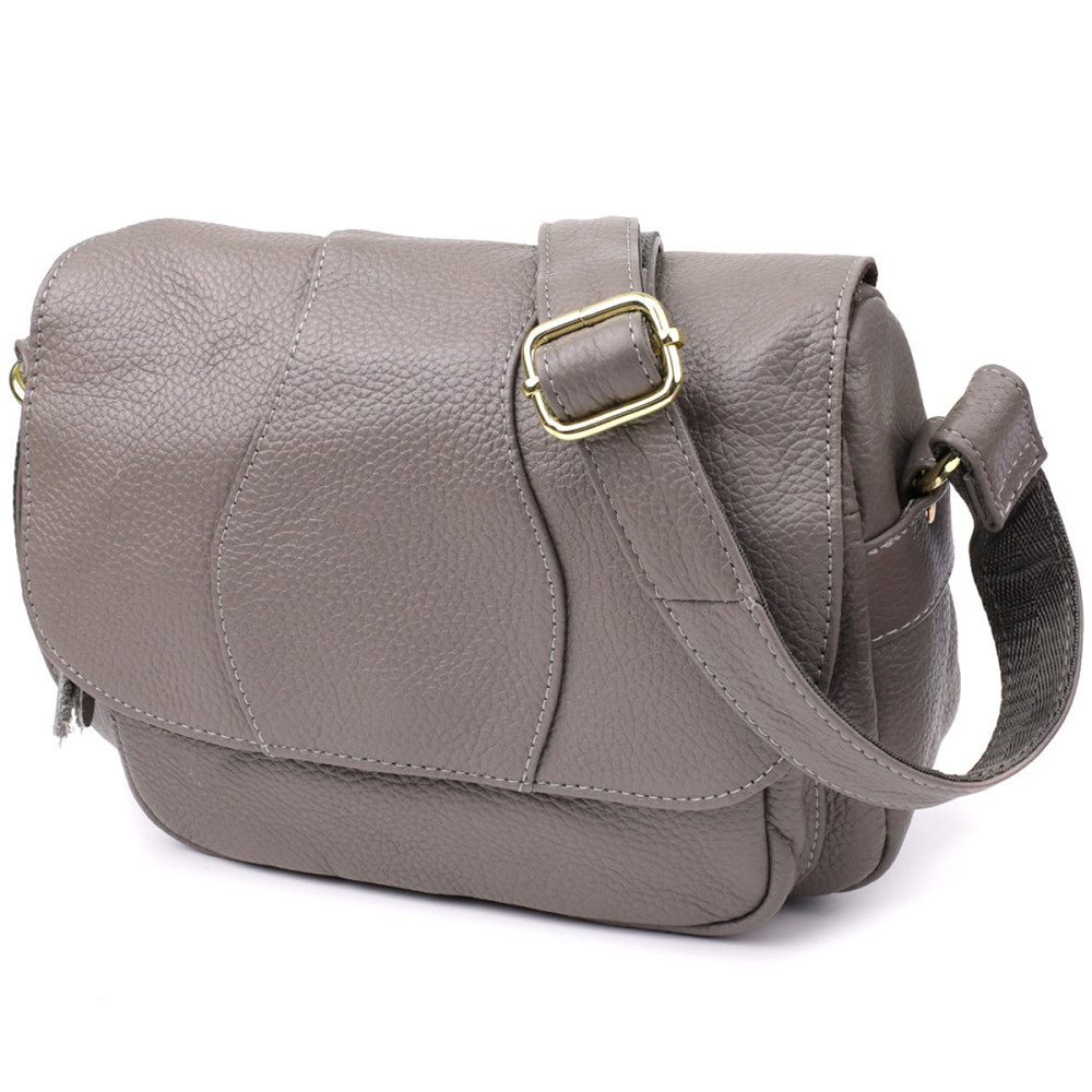 Практична сумка з натуральної шкіри для стильних жінок Vintage 22974 Сірий Київ - фото 1