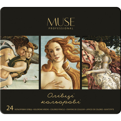 Карандаши цветные Muse Круглые в металлическом пенале 24 цвета (101M-24) Винница - изображение 1