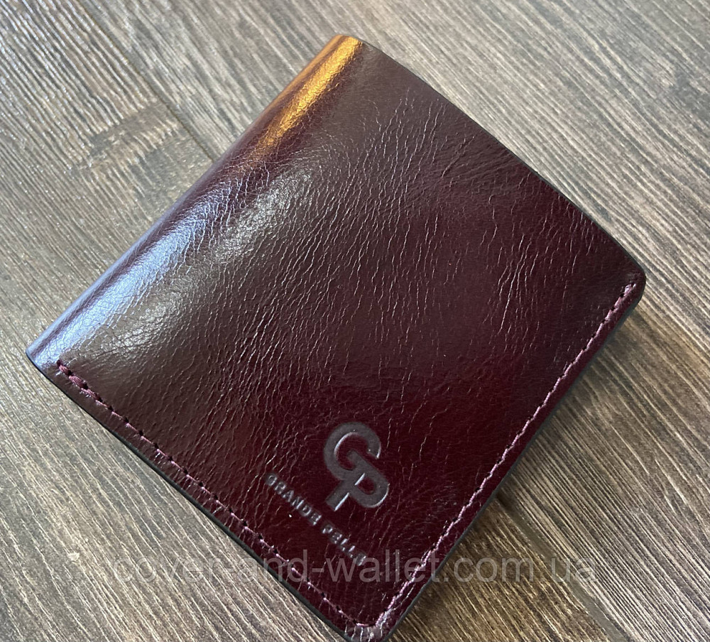 Компактний жіночий гаманець бордового кольору з італійської шкіри Grande Pelle Lettera Київ - фото 5