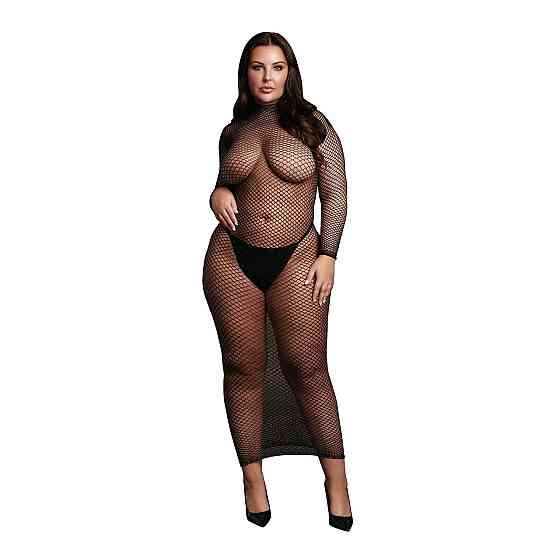 Жіноча довга сукня з сітчастою структурою та коміром-гольф Le Desir Long Dress Fishnet, чорна Sex Aura Київ