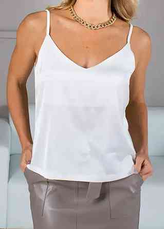 Шовкова майка на тонких бретельках Білий XS/S Харків