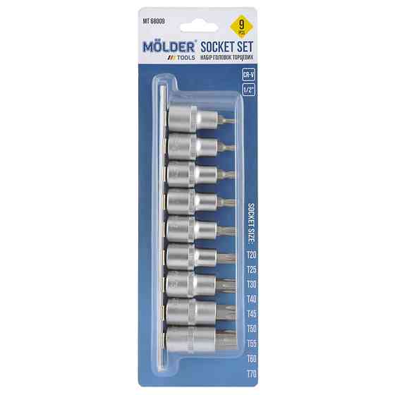 Набір головок торцевих Torx на планці Molder 1/2" CR-V 9шт Львів
