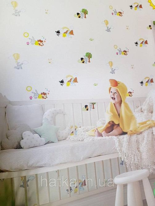 Шпалери вінілові на флізеліні AdaWall Ada Kids метрові дитячі герої Луні тюнз комікси на білому тлі Київ - фото 1