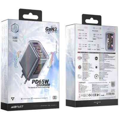 Зарядний пристрій Acefast 3xUSB 65W (2xUSB-C+USB-A) Gan A45 Fast Charger Mountain mist (6974316282099) Вінниця